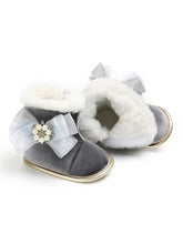 Load image into Gallery viewer, Bowknot Trimmed Soft Fur Winter Warm Infant Girl Snow Boots
