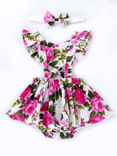 Load image into Gallery viewer, Flower Sleeveless Romper Dress w/ Headband
