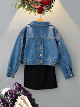 Load image into Gallery viewer, Black Dress w/ denim Jacket
