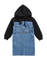 Load image into Gallery viewer, Denim Hooded Sweatshirt Dress
