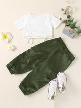 Load image into Gallery viewer, 2 pc Drawstring Crop Top / Cargo Pants Set
