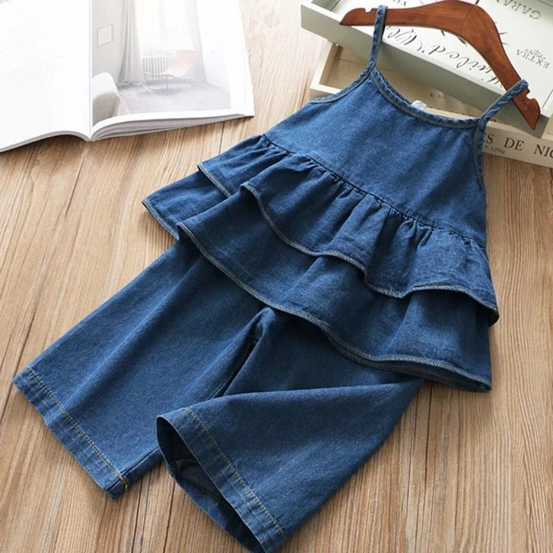 Thin Strap Denim Top & Pants