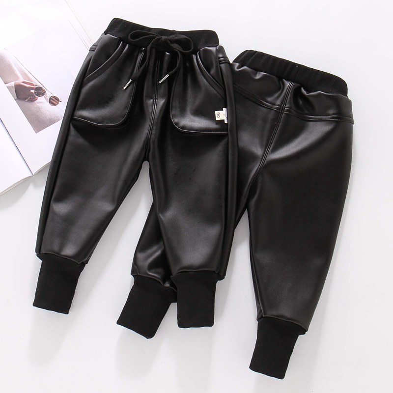 PU leather joggers