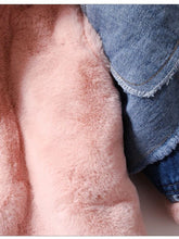 Load image into Gallery viewer, Fringe-Hem Denim Jacket &amp; Fleece Coat
