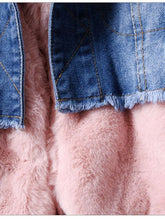 Load image into Gallery viewer, Fringe-Hem Denim Jacket &amp; Fleece Coat
