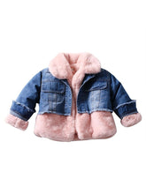 Load image into Gallery viewer, Fringe-Hem Denim Jacket &amp; Fleece Coat

