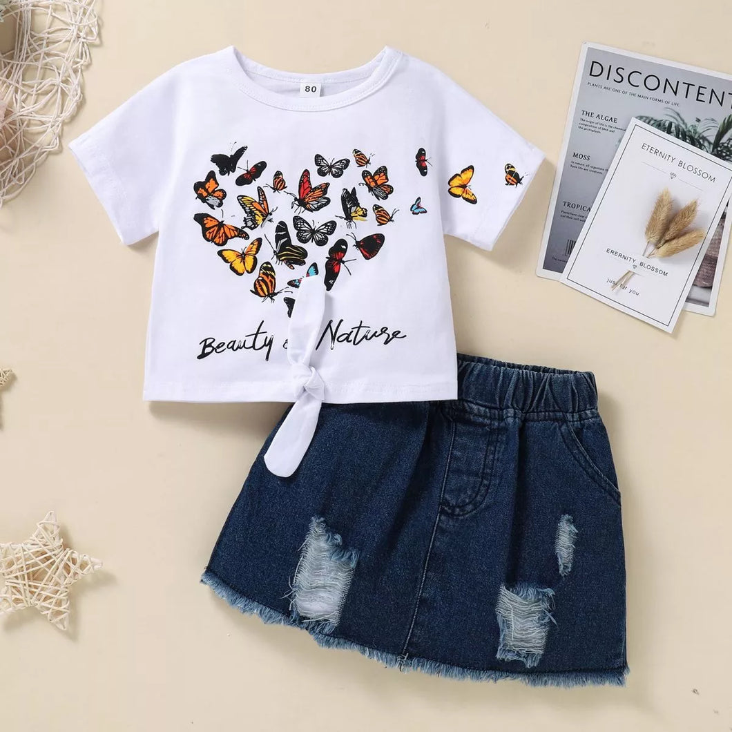 Butterflies - Jean skirt & Top